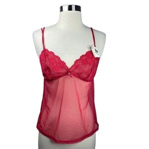 Wacoal Red Lace Sheer Babydoll - Size L (New with Tags)